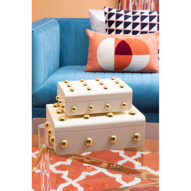Large Cream and Gold Trinket Box