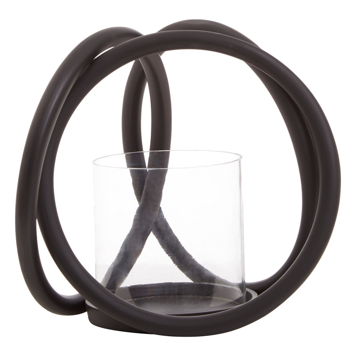 Small Matte Black Finish Candle Holder