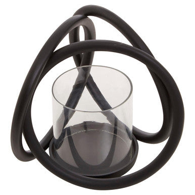 Small Matte Black Finish Candle Holder