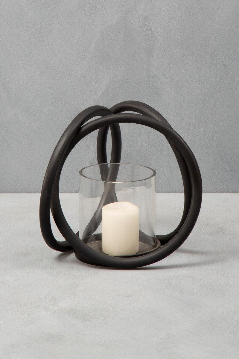 Small Matte Black Finish Candle Holder