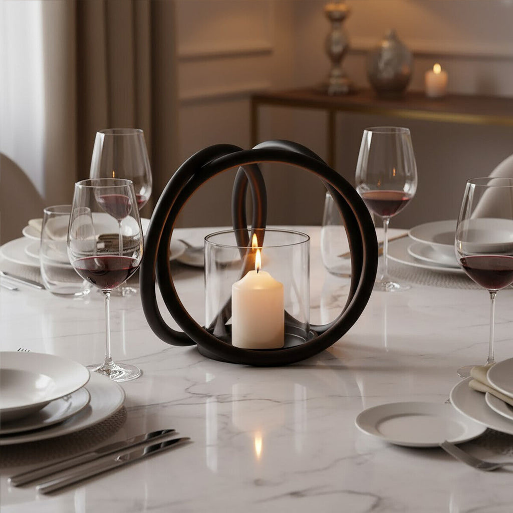 Small Matte Black Finish Candle Holder