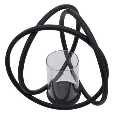 Medium Matte Black Finish Candle Holder