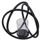 Medium Matte Black Finish Candle Holder
