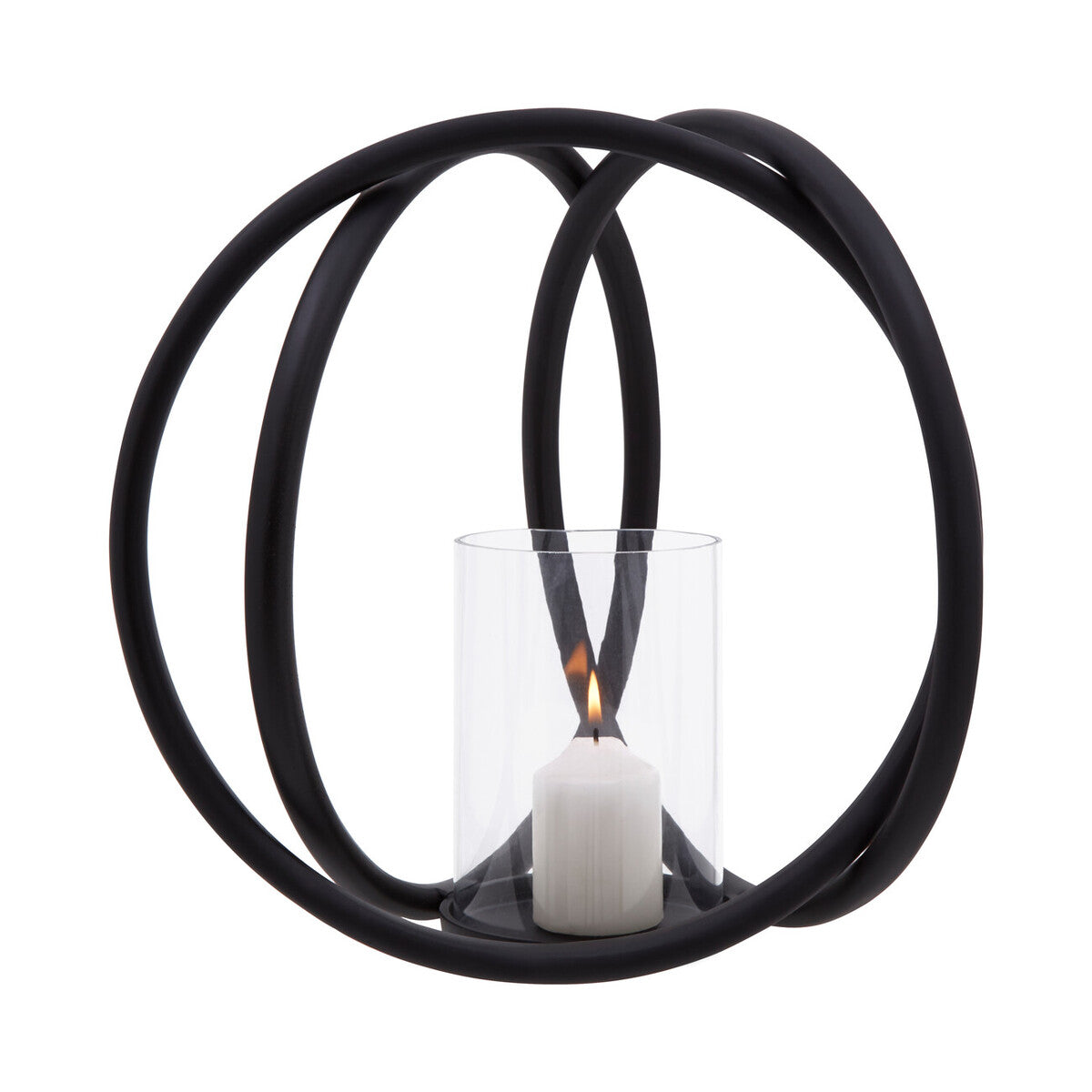 Medium Matte Black Finish Candle Holder