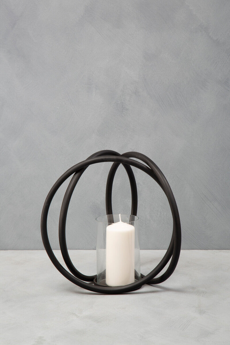 Medium Matte Black Finish Candle Holder