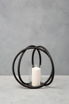 Medium Matte Black Finish Candle Holder