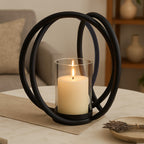 Medium Matte Black Finish Candle Holder
