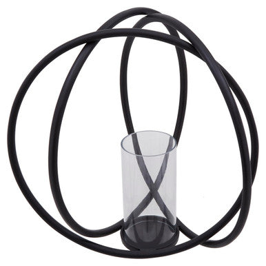 Large Matte Black Finish Candle Holder