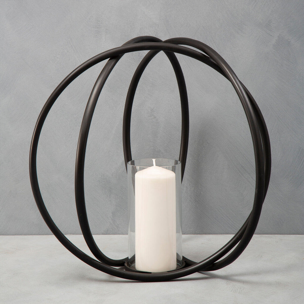 Large Matte Black Finish Candle Holder