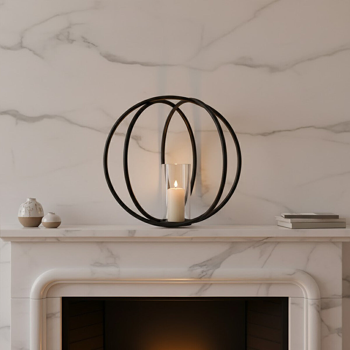 Large Matte Black Finish Candle Holder