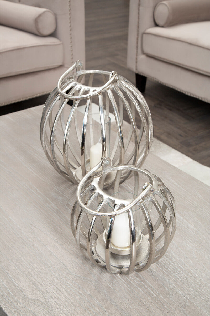 Small Silver Finish Compact Lantern