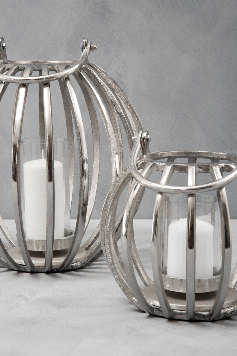 Small Silver Finish Compact Lantern