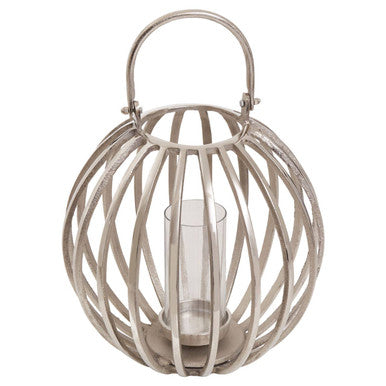 Large Silver Finish Textured Lantern