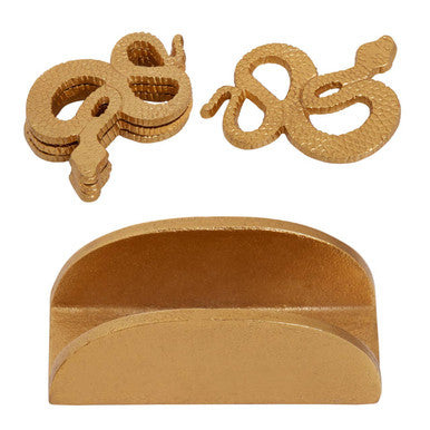 Gold Set of 4 Coasters with Holder