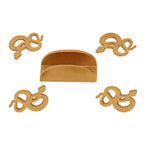 Gold Set of 4 Coasters with Holder