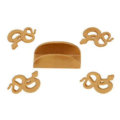 Gold Set of 4 Coasters with Holder