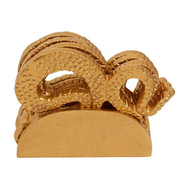 Gold Set of 4 Coasters with Holder