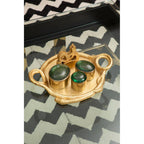 Gold Set of 4 Coasters with Holder