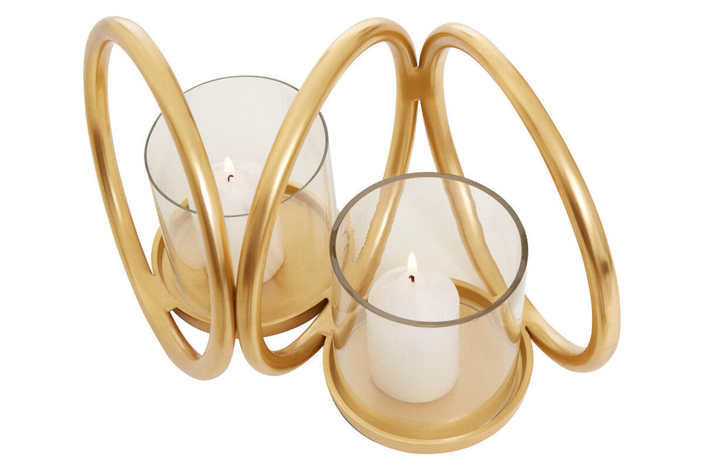 Small Gold Finish Double Candle Holder