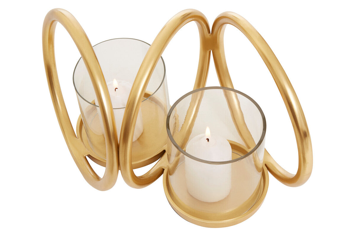 Small Gold Finish Double Candle Holder