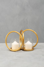 Small Gold Finish Double Candle Holder