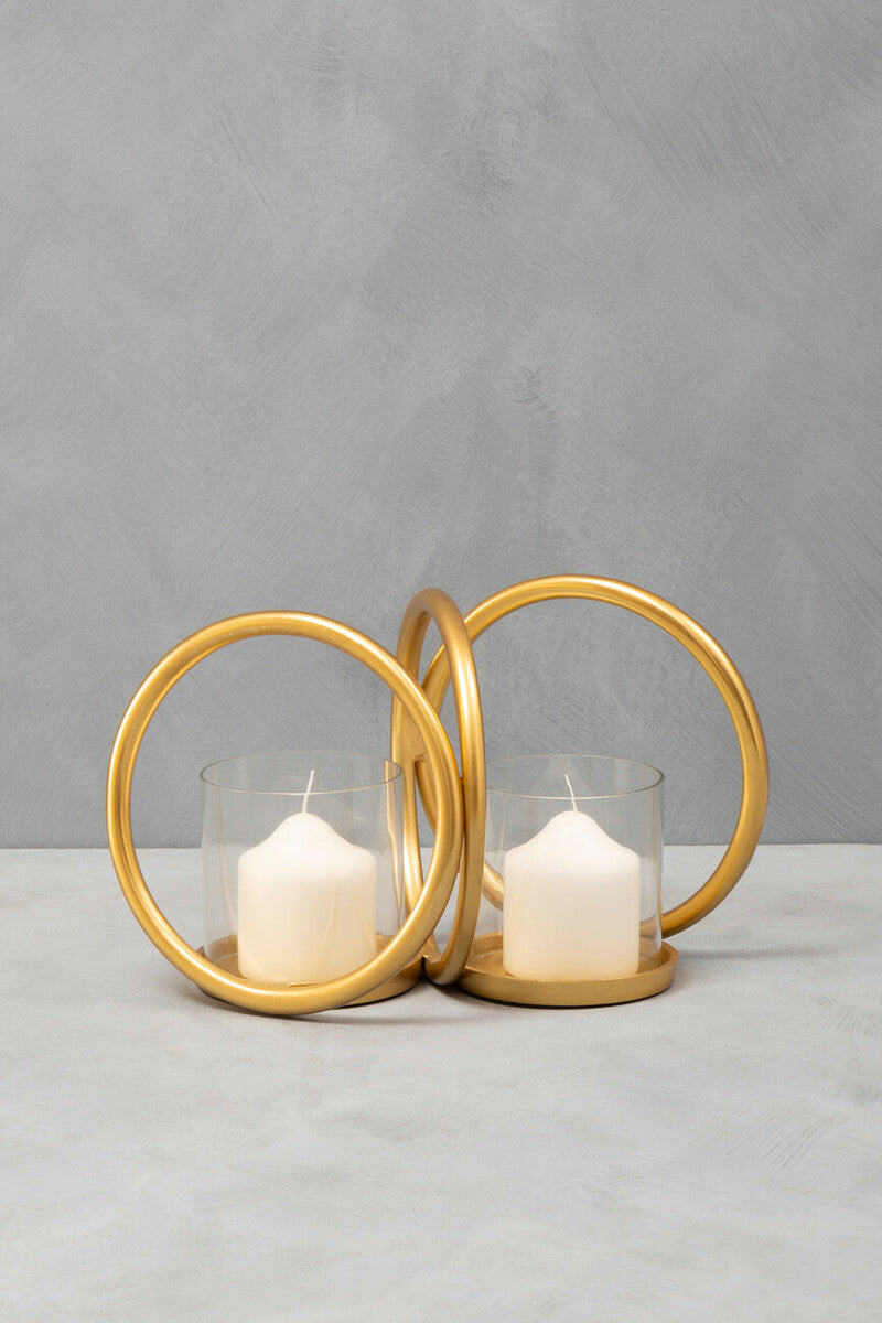 Small Gold Finish Double Candle Holder