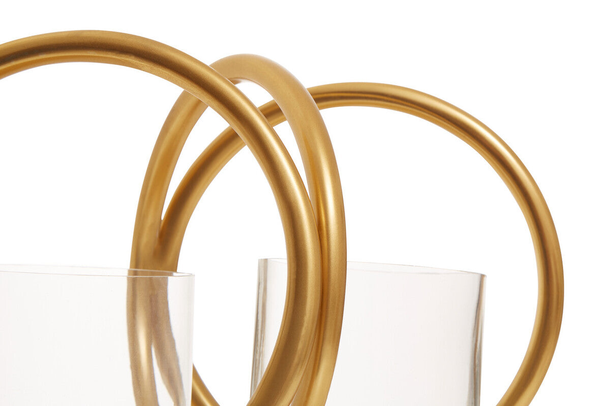 Small Gold Finish Double Candle Holder