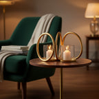 Small Gold Finish Double Candle Holder