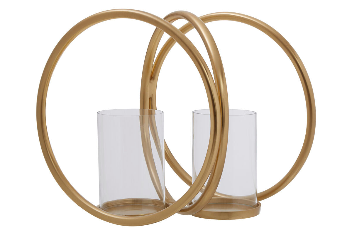 Medium Gold Finish Double Candle Holder