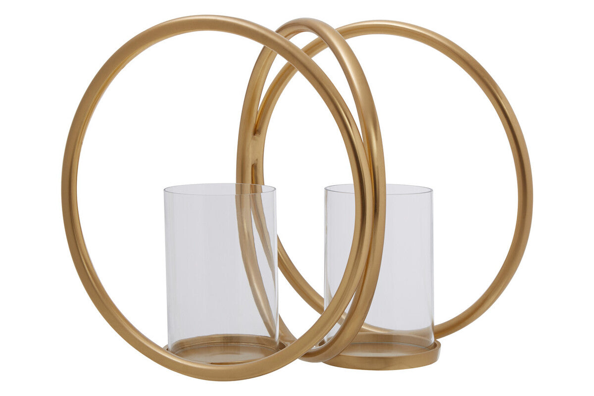 Medium Gold Finish Double Candle Holder