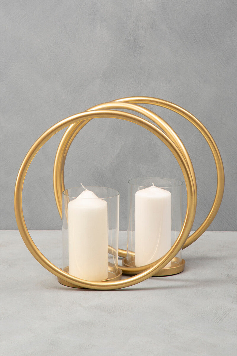 Medium Gold Finish Double Candle Holder