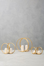 Medium Gold Finish Double Candle Holder