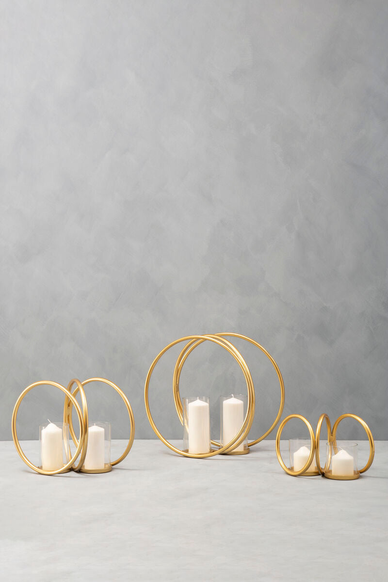 Medium Gold Finish Double Candle Holder