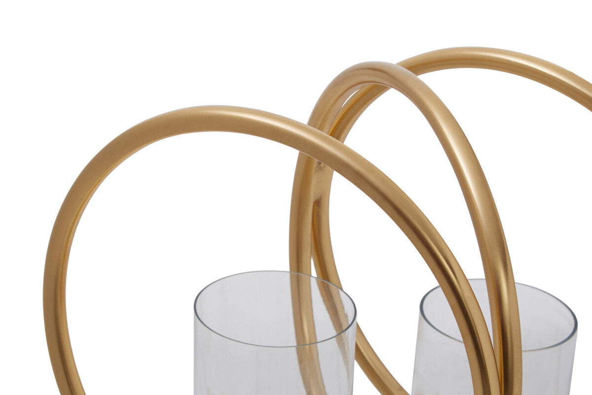 Medium Gold Finish Double Candle Holder
