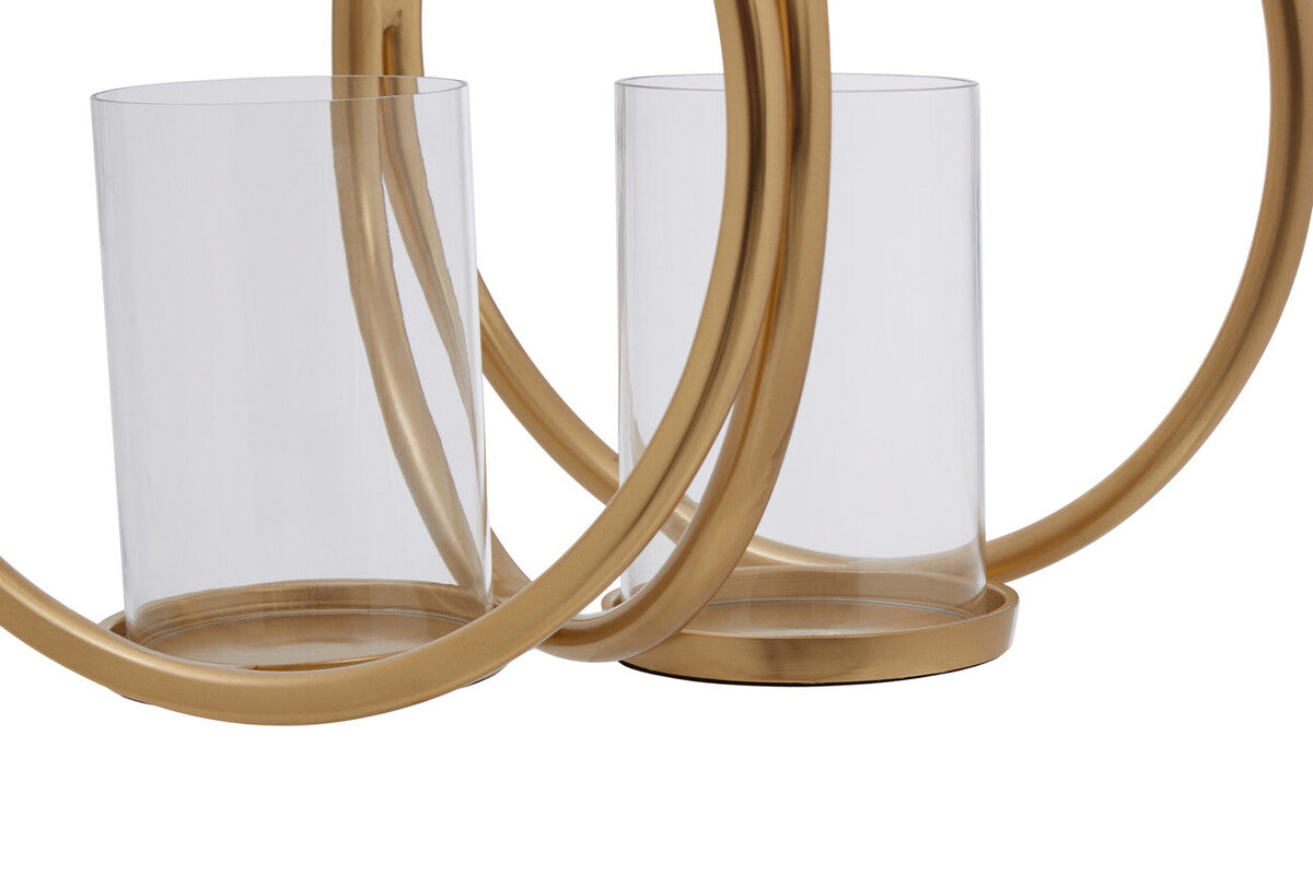 Medium Gold Finish Double Candle Holder