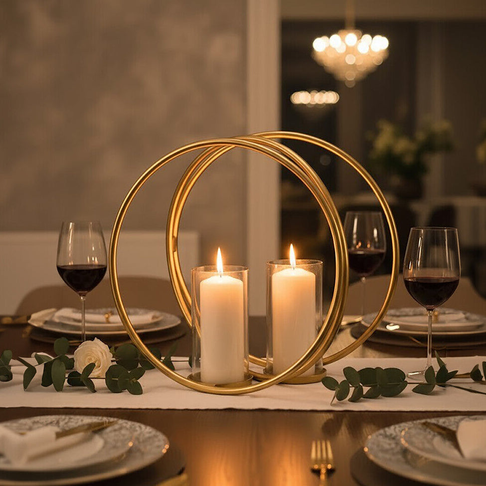 Medium Gold Finish Double Candle Holder