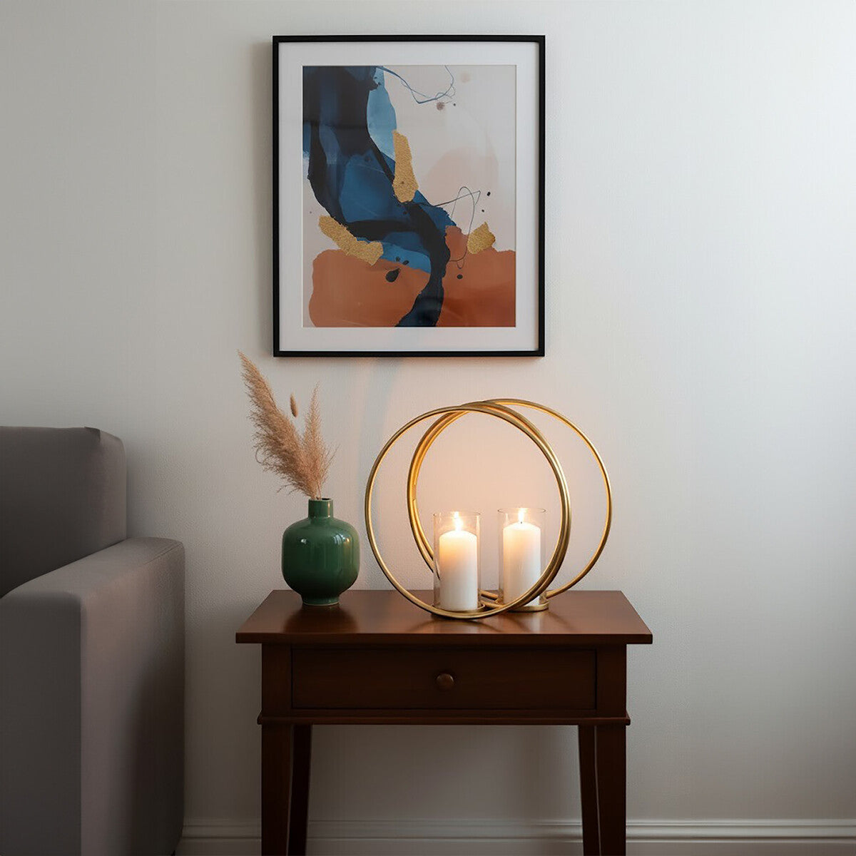 Medium Gold Finish Double Candle Holder
