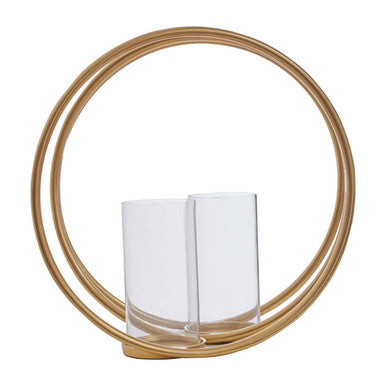 Large Gold Finish Double Candle Holder