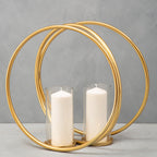 Large Gold Finish Double Candle Holder