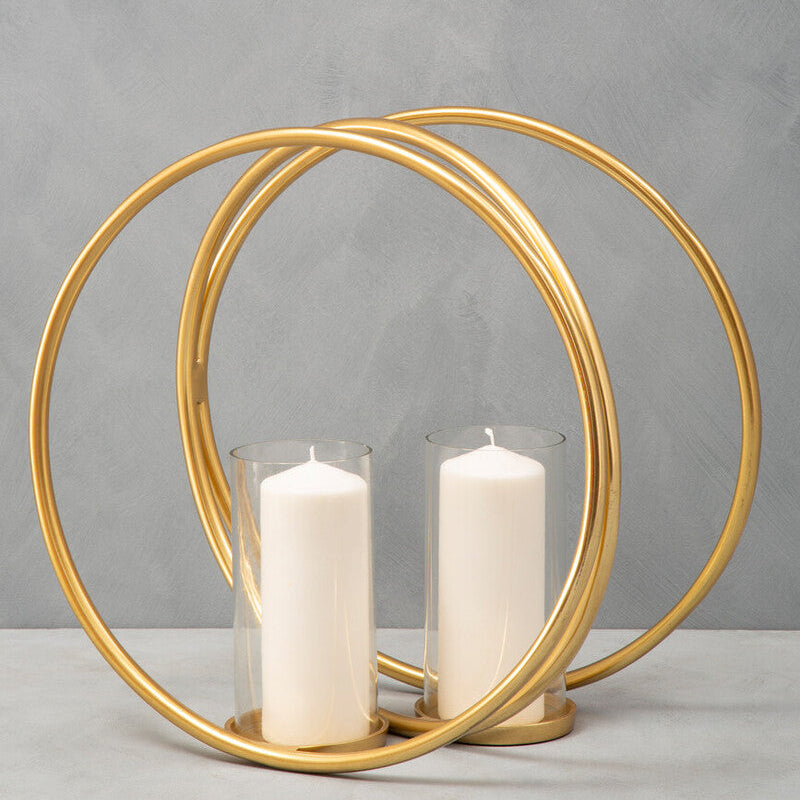 Large Gold Finish Double Candle Holder
