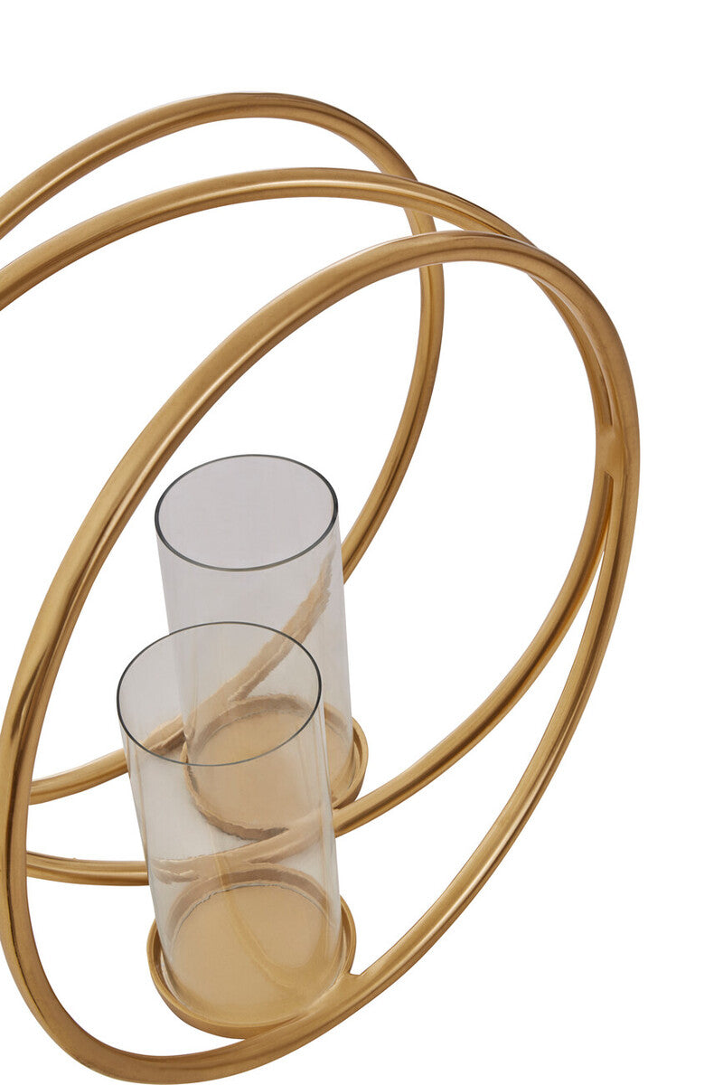 Large Gold Finish Double Candle Holder