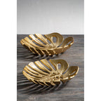 Monstera Small Gold Finish Leaf Dish