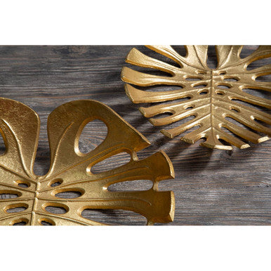 Monstera Small Gold Finish Leaf Dish