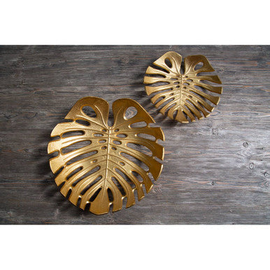 Monstera Small Gold Finish Leaf Dish