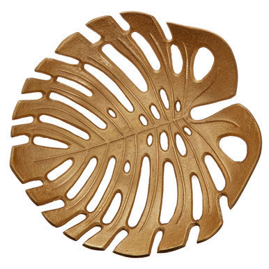Monstera Large Gold Finish Leaf Dish