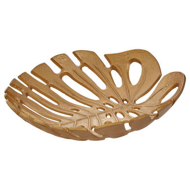 Monstera Large Gold Finish Leaf Dish