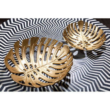 Monstera Large Gold Finish Leaf Dish