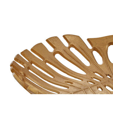 Monstera Large Gold Finish Leaf Dish