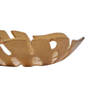 Monstera Large Gold Finish Leaf Dish