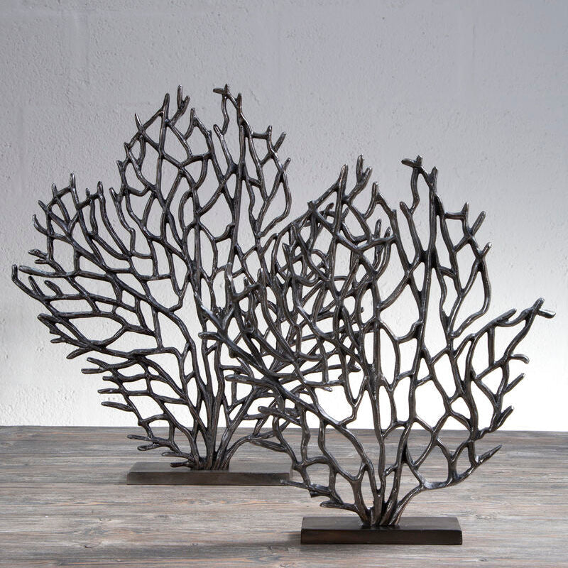 Large Black Nickel Finish Coral Sculpture